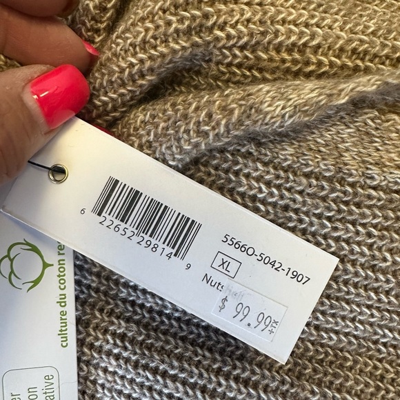 Tribal Mock Neck Shaker Knit Pullover Sweater Color Nutshell Size XL - Picture 6 of 7